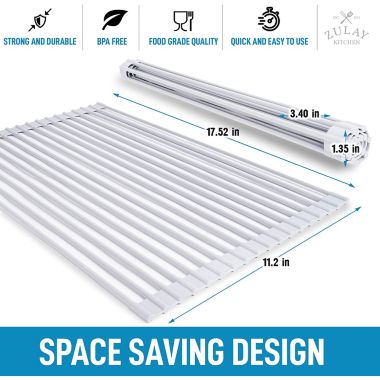 Zulay Kitchen Multipurpose Roll Up Sink Drying Rack Medium - Grey 17in.. View a larger version of this product image.