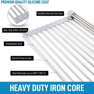 Zulay Kitchen Multipurpose Roll Up Sink Drying Rack Medium - Grey 17in.. View a larger version of this product image.