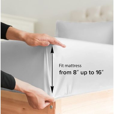 CGK Unlimited Deep Pocket 14 - 16 Inch Microfiber Fitted Sheet - Queen - White. View a larger version of this product image.