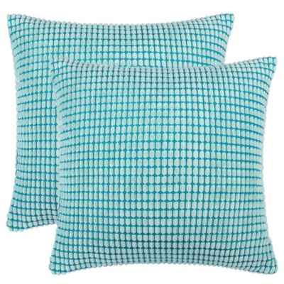 PiccoCasa Corn Striped Corduroy Throw Pillow Covers 26" X 26" Pale Blue 2 Pcs