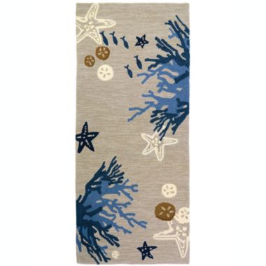 Homefires Decorative Indoor/Outdoor Accent Rug Tranquil Coral & Starfish - 26" X 60". View a larger version of this product image.