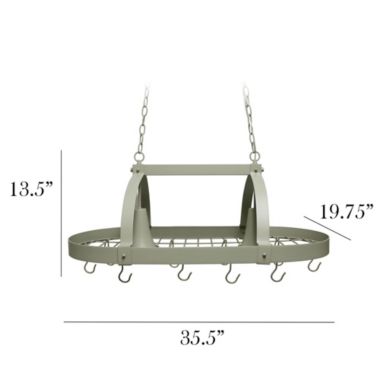 Elegant Designs Ceiling Mounted Hanging Kitchen Pot Rack Cookware Storage Organizer with 2 Downlights and 10 Hooks - Slate Gray. View a larger version of this product image.