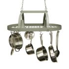 Alternate image 3 for Elegant Designs Ceiling Mounted Hanging Kitchen Pot Rack Cookware Storage Organizer with 2 Downlights and 10 Hooks - Slate Gray