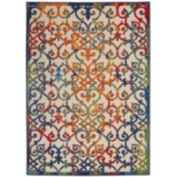 Nourison Aloha Contemporary Scroll Outdoor Rug Multicolor 5'3" x 7'5"