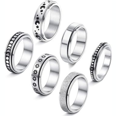 GoodMerchan - Women's Spinner Ring Set - 6 Pack - Stylish Spinner Rings For Everyone. View a larger version of this product image.