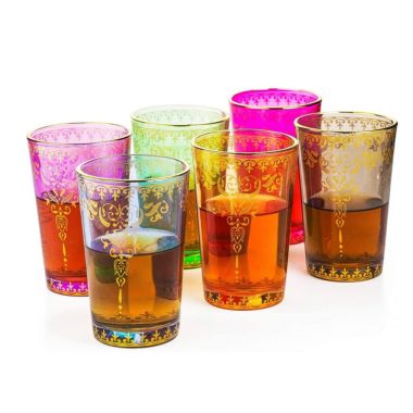 Moroccan Glasses Artisan Hand-Made Multipurpose 170 ml 6 oz Tea and Wine Tumbler Marrakech Tea Cups Set of 6, by The Wine Savant. View a larger version of this product image.