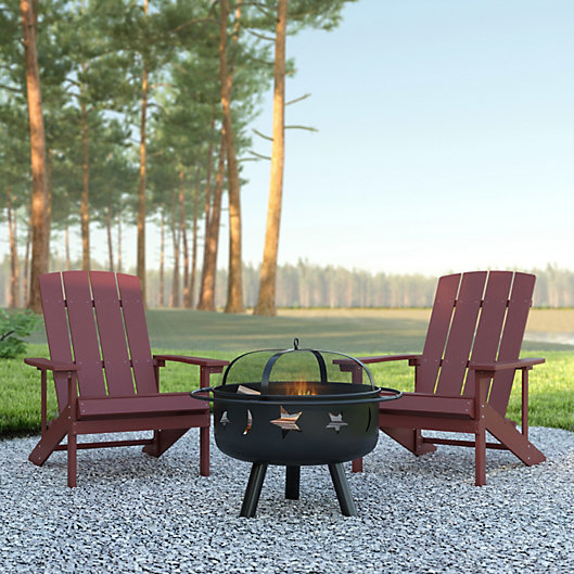 Oliver Three Piece Hartford Camping Set, Fire Pit Set With Adirondack Chairs