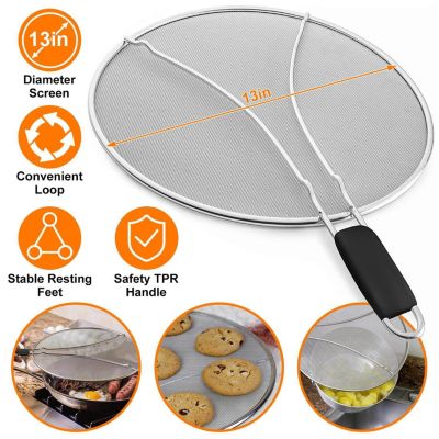 Eggracks By Global Phoenix Grease Splatter Screen 13in Stainless Steel Fine Mesh Splash Mesh