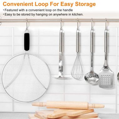 Eggracks By Global Phoenix Grease Splatter Screen 13in Stainless Steel Fine Mesh Splash Mesh. View a larger version of this product image.