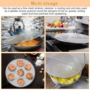 Eggracks By Global Phoenix Grease Splatter Screen 13in Stainless Steel Fine Mesh Splash Mesh. View a larger version of this product image.