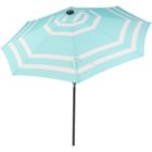 Alternate image 0 for Sunnydaze Outdoor Aluminum Pool Patio Umbrella with Solar LED Lights, Tilt, and Crank - 9&#39; - Teal Stripe