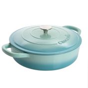Crock Pot Artisan 5 Quart Round Enameled Cast Iron Braiser Pan with Self Basting Lid in Aqua Blue