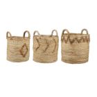 Alternate image 0 for BIDK Home Set of 3 Brown Contemporary Round Storage Baskets 15.75"