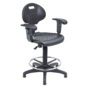 National Public Seating  Polyurethane Task Chair with Arms, 22"-32" Height - Black