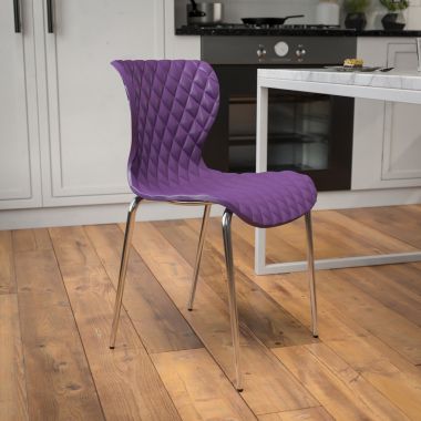Flash Furniture Lowell Contemporary Design Purple Plastic Stack Chair. View a larger version of this product image.