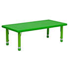 Alternate image 1 for Flash Furniture Wren 24&#39;&#39;W x 48&#39;&#39;L Rectangular Green Plastic Height Adjustable Activity Table