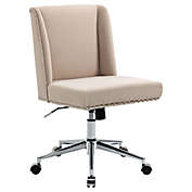 Vinsetto Ergonomic Mid Back Computer Office Chair, Task Desk 360° Swivel Rocking Chair w/ Adjustable Height, Beige