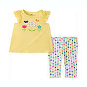 Kids Headquarters Little Girl&#39;s 2 Pc Flower Surprise Tunic & Leggings Set Yellow Size 5