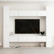 vidaXL 8 Piece TV Cabinet Set White Engineered Wood