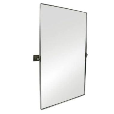 Hamilton Hills 20" x 34" Modern Metal Silver Framed Metal Rectangular Mirror Pivot Mirror With Beveled Framed Vanity for Bedroom - Adjustable Moving & Tilting Mirror with Hinges Brackets Included. View a larger version of this product image.