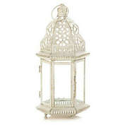 Actifo Vintage-Look White Candle Lantern - 12 inches