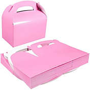 Blue Panda 24 Pack Pink Party Gable Treat Boxes for Favors, Goodie Gift Box with Handles for Birthdays (6.2 x 3.6 x 3.4 In)