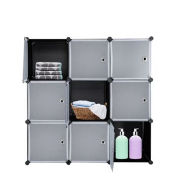 Inq Boutique 9-Cube DIY Plastic Closet Cabinet, Modular Book Shelf Organizer Units, Storage Shelving with Doors RT. View a larger version of this product image.