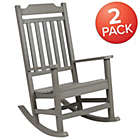 Alternate image 3 for Emma + Oliver 2 Pack All-Weather Rocking Chair in Gray Faux Wood - Patio and Yard Furniture