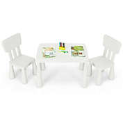 Slickblue 3 Pieces Toddler Multi Activity Play Dining Study Kids Table and Chair Set-White