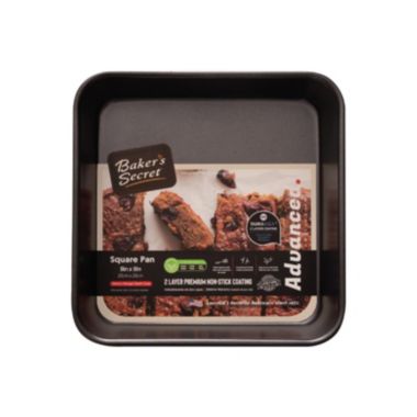 Baker's Secret Square Pan 9.4", Cake Pan Nonstick Coating, Heavy Gauge Carbon Steel, Dark Gray, Baking Essentials, Advanced Collection. View a larger version of this product image.