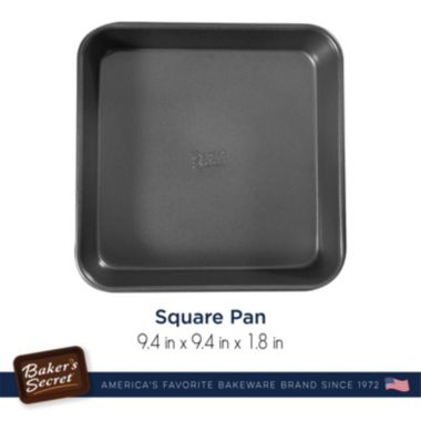 Baker's Secret Square Pan 9.4", Cake Pan Nonstick Coating, Heavy Gauge Carbon Steel, Dark Gray, Baking Essentials, Advanced Collection. View a larger version of this product image.