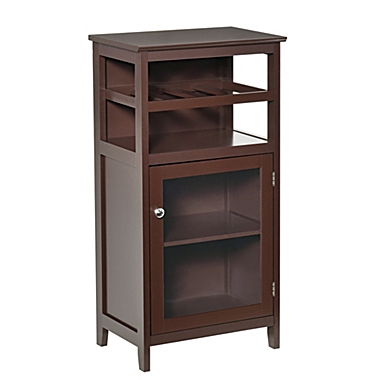 HOMCOM Wine Storage Cabinet with 4 Bottle Wine Rack, Open Shelf, Acrylic Door Cabinet with Adjustable Shelf, Espresso. View a larger version of this product image.