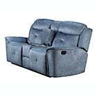 Alternate image 1 for Yeah Depot Mariana Loveseat w/Console (Motion), Silver Blue Fabric