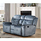 Alternate image 2 for Yeah Depot Mariana Loveseat w/Console (Motion), Silver Blue Fabric