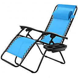 Costway Outdoor Folding Zero Gravity Reclining Lounge Chair-Light Blue