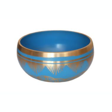 Cottage Handicraft, Throat Chakra - Blue coloured Tibetan Singing Bowl with free Elephant Gift. View a larger version of this product image.