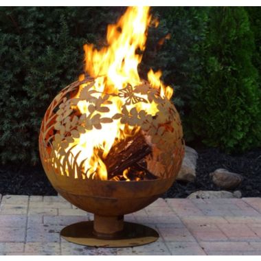 Bezienswaardigheden bekijken avond Van Esschert Design 28" Brown Rustic Finish Large Garden Outdoor Fire Sphere |  Bed Bath & Beyond