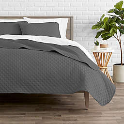 Bare Home Premium 3 Piece Coverlet Set - Diamond Stitched - Ultra-Soft Luxurious Lightweight All Season Bedspread (Twin/Twin XL, Grey)