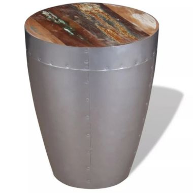 Stock Preferred Aviator Stool Solid Reclaimed Wood in Grey. View a larger version of this product image.