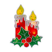 Northlight 12" Red Lighted Berry Candle Christmas Window Silhouette Decoration