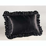 SHOPBEDDING Black Satin Ruffled Pillow Sham, Queen Pillowcase
