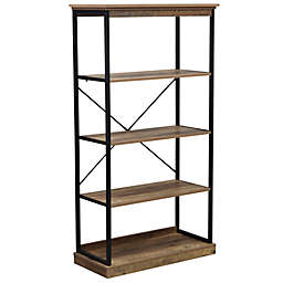 HOMCOM 4-Tier Industrial Modern Style Open Standing Bookshelf Organizer Storage Rack for Living Room, Bedroom, Brown / Black