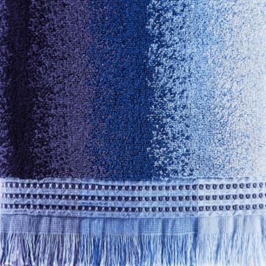 Saturday Knight Ltd Eckhart Stripe Plush And Woven Jacquard Border Bath Towel - 27x50", Blue. View a larger version of this product image.