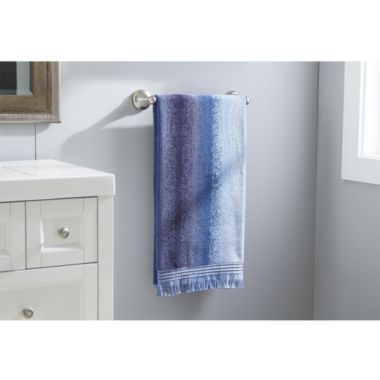 Saturday Knight Ltd Eckhart Stripe Plush And Woven Jacquard Border Bath Towel - 27x50", Blue. View a larger version of this product image.