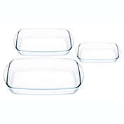 Lexi Home Glass Rectangular Baking Dish Set - Set of 3 Large Oven Safe Glass Casserole Set (9", 11" & 14" Inches)