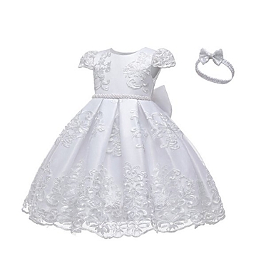 Laurenza&#39;s Baby Girls Pearl Baptism Dress Christening Gown with Headband. View a larger version of this product image.