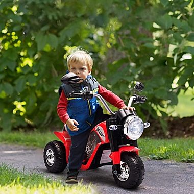 Aosom 6V Kids Motorcycle Dirt Bike Electric Battery-Powered Ride-On Toy Off-road Street Bike Rechargeable with Horn Headlights Realistic Sounds 1.24mph Speed for Girls Boy 18 - 36 Months Red. View a larger version of this product image.