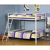 Slickblue Twin over Twin Bunk Bed with Ladder in White Metal Finish