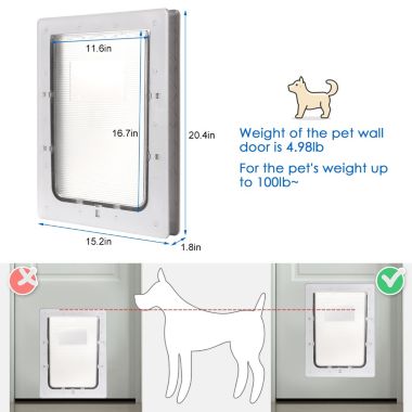 Ownpets X-Large Pet Wall Doors with Plastic Flap Door. View a larger version of this product image.