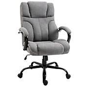 Vinsetto 500lbs Big and Tall Office Chair with Wide Seat, Ergonomic Executive Computer Chair with Adjustable Height, Swivel Wheels and Linen Finish, Light Grey